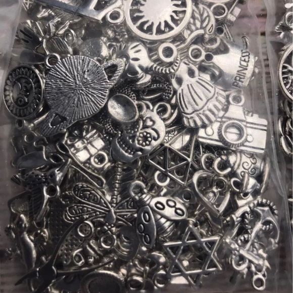 100 Tibetan Silver Tone Charms Mixed Lot Grab Bag - Picture 4 of 12
